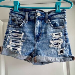 American Eagle Distressed Denim Shorts | Cuffed Hem | Size 0